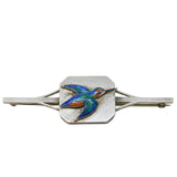 Victorian Sterling Silver & Enamel Kingfisher Sweetheart Brooch Antique c1890