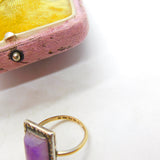 Victorian 22ct Yellow Gold, Amethyst & Marcasite Set Dress Ring 1859 London