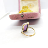 Victorian 22ct Yellow Gold, Amethyst & Marcasite Set Dress Ring 1859 London