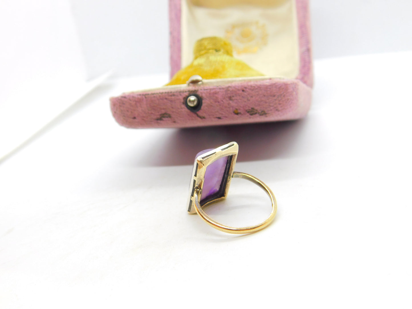 Victorian 22ct Yellow Gold, Amethyst & Marcasite Set Dress Ring 1859 London