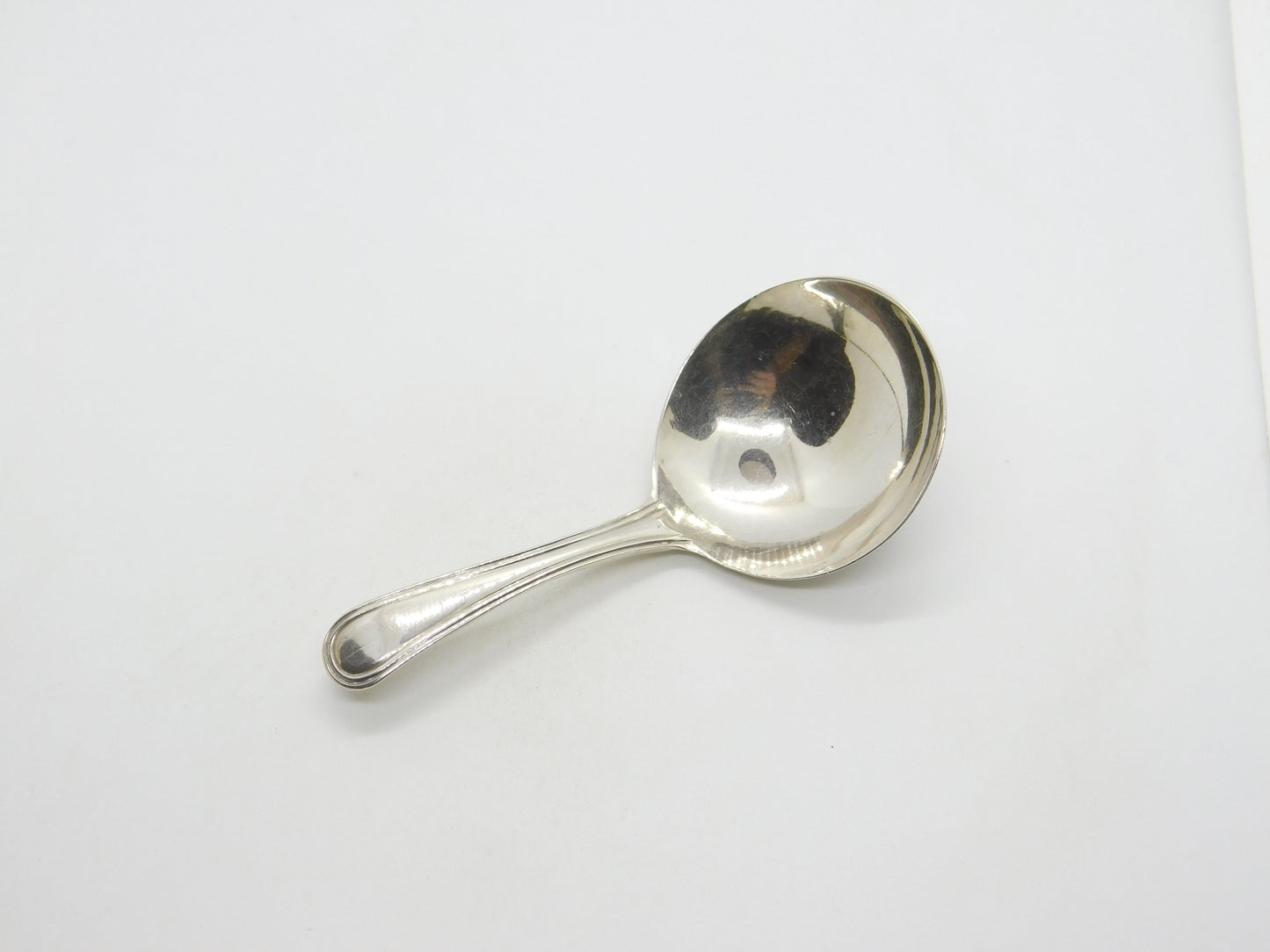 George III Sterling Silver Lined Pattern Tea Caddy Spoon Antique 1813 London