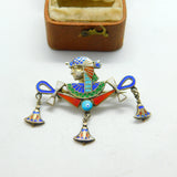 Egyptian Silver & Enamel Ankh Pharaoh Souvenir Brooch c1900 Antique Victorian