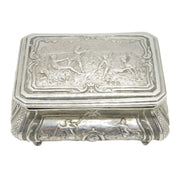 Victorian Sterling Silver Classical Battle Scene Jewellery Casket Antique 1890 London