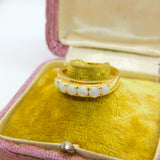 18ct Yellow Gold & Fire Opal Set Half Eternity Band Ring Antique c1930 Art Deco