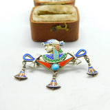 Egyptian Silver & Enamel Ankh Pharaoh Souvenir Brooch c1900 Antique Victorian