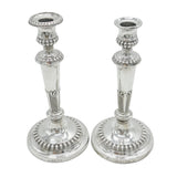 George III Pair of Sterling Silver Crested Candlesticks Antique 1814 Sheffield Thomas Blagden & Co.