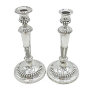 George III Pair of Sterling Silver Crested Candlesticks Antique 1814 Sheffield Thomas Blagden & Co.