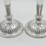 George III Pair of Sterling Silver Crested Candlesticks Antique 1814 Sheffield Thomas Blagden & Co.