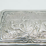 Victorian Sterling Silver Classical Battle Scene Jewellery Casket Antique 1890 London