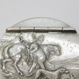 Sterling Silver Embossed Stag Hunting Scene Snuff Box Vintage c1980 Sheffield
