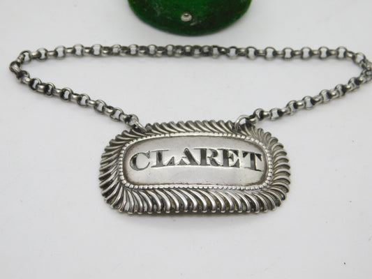 George III Sterling Silver Claret Wine Decanter Label Antique 1798 London
