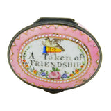 Georgian Bilston Enamel 'A Token of Friendship' Patch Box Antique c1760s