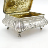 Victorian Sterling Silver Classical Battle Scene Jewellery Casket Antique 1890 London