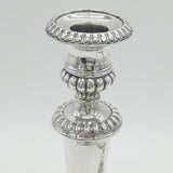 George III Pair of Sterling Silver Crested Candlesticks Antique 1814 Sheffield Thomas Blagden & Co.