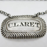 George III Sterling Silver Claret Wine Decanter Label Antique 1798 London