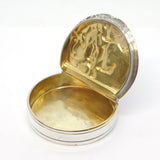 Sterling Silver Embossed Stag Hunting Scene Snuff Box Vintage c1980 Sheffield