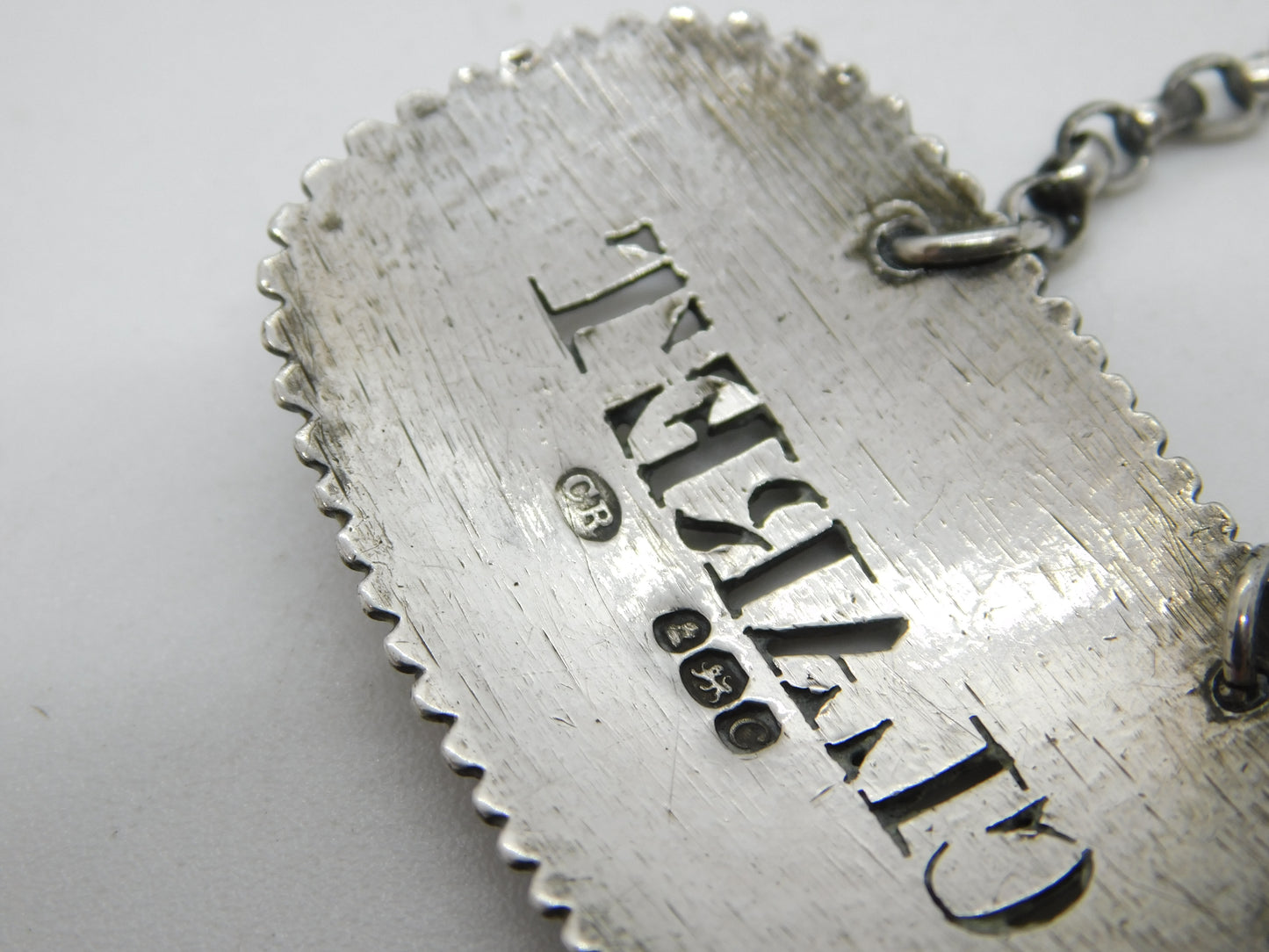 George III Sterling Silver Claret Wine Decanter Label Antique 1798 London
