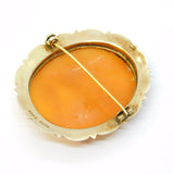 Gold on Sterling Silver Carved Shell Rural Scene Cameo Brooch Vintage 1981 Birmingham