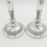 George III Pair of Sterling Silver Crested Candlesticks Antique 1814 Sheffield Thomas Blagden & Co.