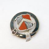 Victorian Scottish Sterling Silver, Bloodstone & Agate Buckle Brooch Antique c1860