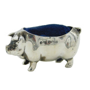 Edwardian Sterling Silver Novelty Pig Pin Cushion Antique 1903 Birmingham