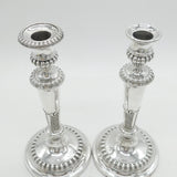 George III Pair of Sterling Silver Crested Candlesticks Antique 1814 Sheffield Thomas Blagden & Co.