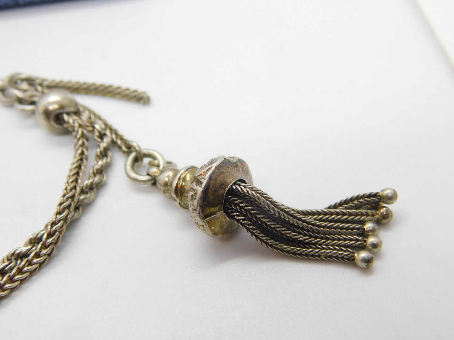 Victorian Sterling Silver Albertina Bracelet with Tassel & T-bar Antique c1880