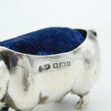 Edwardian Sterling Silver Novelty Pig Pin Cushion Antique 1903 Birmingham