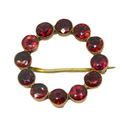 Victorian 9ct Rose Gold & Bohemian Garnet Set Wreath Brooch Antique c1880