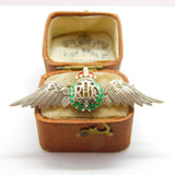 WWII 9ct White Gold, Enamel & Diamond RAF Sweetheart Brooch c1940 Antique