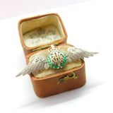 WWII 9ct White Gold, Enamel & Diamond RAF Sweetheart Brooch c1940 Antique