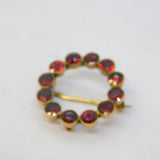 Victorian 9ct Rose Gold & Bohemian Garnet Set Wreath Brooch Antique c1880