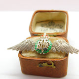 WWII 9ct White Gold, Enamel & Diamond RAF Sweetheart Brooch c1940 Antique