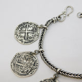 Sterling Silver Medieval Style Hammered Coin Byzantine Bracelet Vintage c1970s