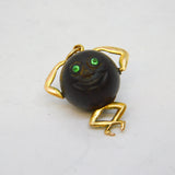 WW1-era 9ct Yellow Gold & Wooden 'Touch Wud' Lucky Charm Antique c1915