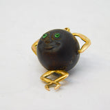 WW1-era 9ct Yellow Gold & Wooden 'Touch Wud' Lucky Charm Antique c1915