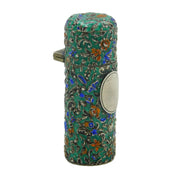 Victorian Sterling Silver & Enamel Floral Pattern Scent Bottle Antique Chester