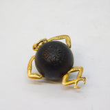 WW1-era 9ct Yellow Gold & Wooden 'Touch Wud' Lucky Charm Antique c1915