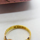 Victorian 15ct Yellow Gold, Almandine Garnet Floral Ring 1867 Birmingham Antique