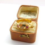 Victorian 18ct Gold, Diamond & Ruby Boat or Gypsy Ring 1889 Antique Birmingham