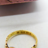 Victorian 15ct Yellow Gold, Almandine Garnet Floral Ring 1867 Birmingham Antique