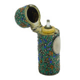 Victorian Sterling Silver & Enamel Floral Pattern Scent Bottle Antique Chester