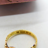 Victorian 15ct Yellow Gold, Almandine Garnet Floral Ring 1867 Birmingham Antique