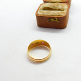 Victorian 18ct Gold, Diamond & Ruby Boat or Gypsy Ring 1889 Antique Birmingham