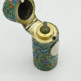 Victorian Sterling Silver & Enamel Floral Pattern Scent Bottle Antique Chester