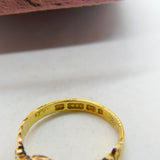 Victorian 15ct Yellow Gold, Almandine Garnet Floral Ring 1867 Birmingham Antique