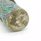 Victorian Sterling Silver & Enamel Floral Pattern Scent Bottle Antique Chester
