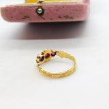 Victorian 15ct Yellow Gold, Almandine Garnet Floral Ring 1867 Birmingham Antique