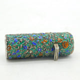 Victorian Sterling Silver & Enamel Floral Pattern Scent Bottle Antique Chester