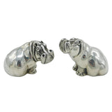 Patrick Mavros Pair of Sterling Silver Hippo Pepper Shakers Vintage London